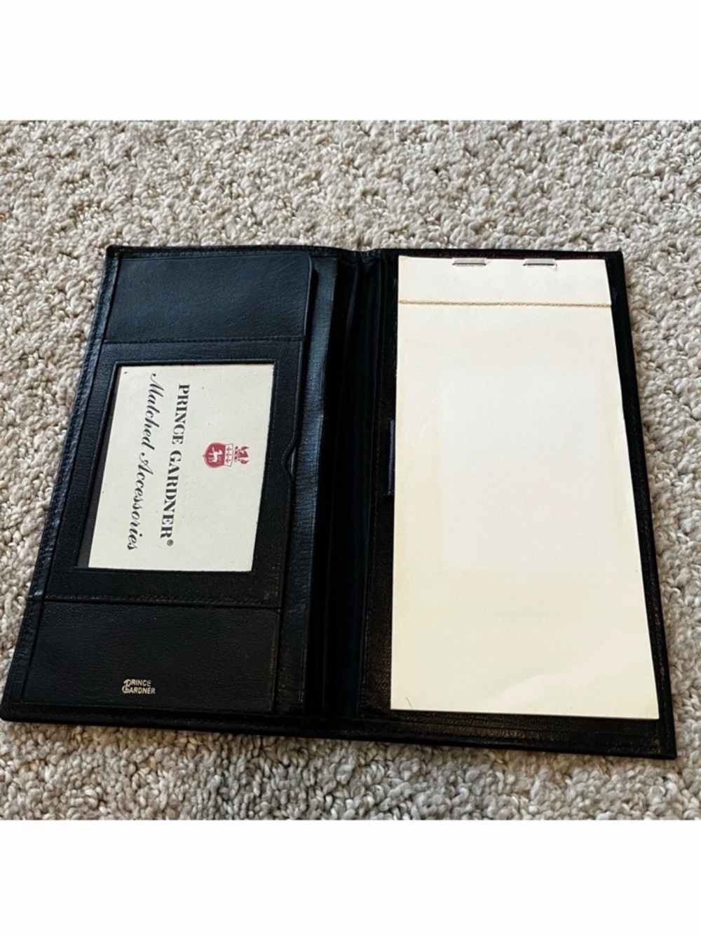 Prince Gardner Bifold Wallet Card Holder Black Full Grain Cowhide Paper Vintage